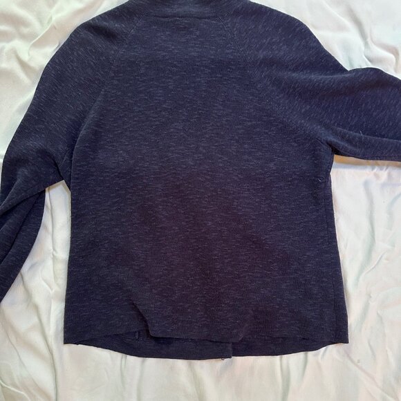 Eileen Fisher Double Zip-Up Long Sleeve Cardigan W Pockets Navy MED - Picture 4 of 4